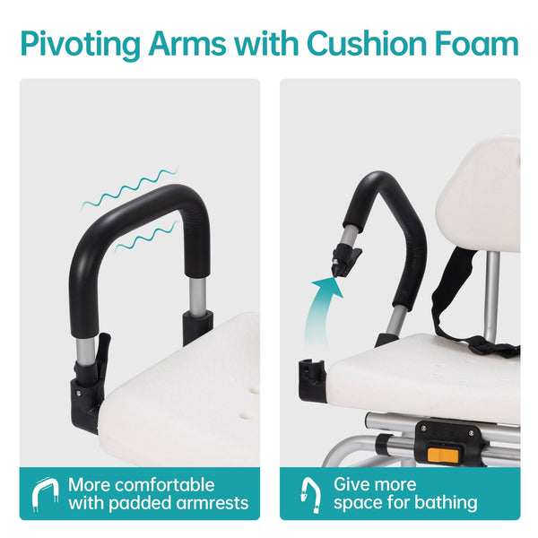 HFK-3146-1 Sliding Shower Chair with Pivoting Arms