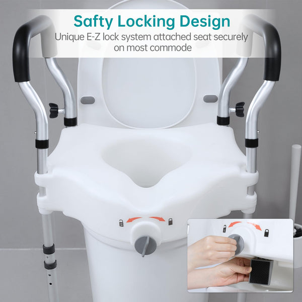HFK-3377 Height-Adjustable Raised Toilet Seat-Assisted Stand-Up Support