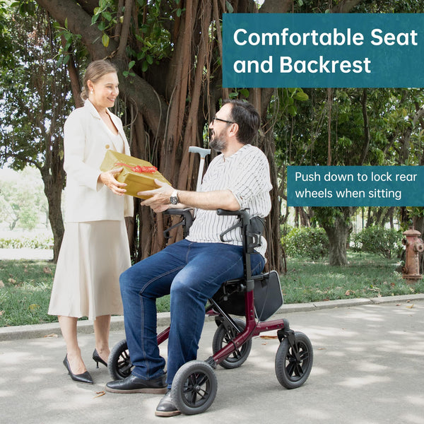 KLD-9212 All Terrain Dual-Brake Rollator Walker 12" Wheels