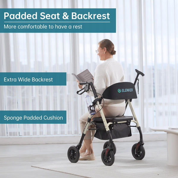 KLD-9218 All Terrain Dual-Brake Rollator Walker 8" Wheels