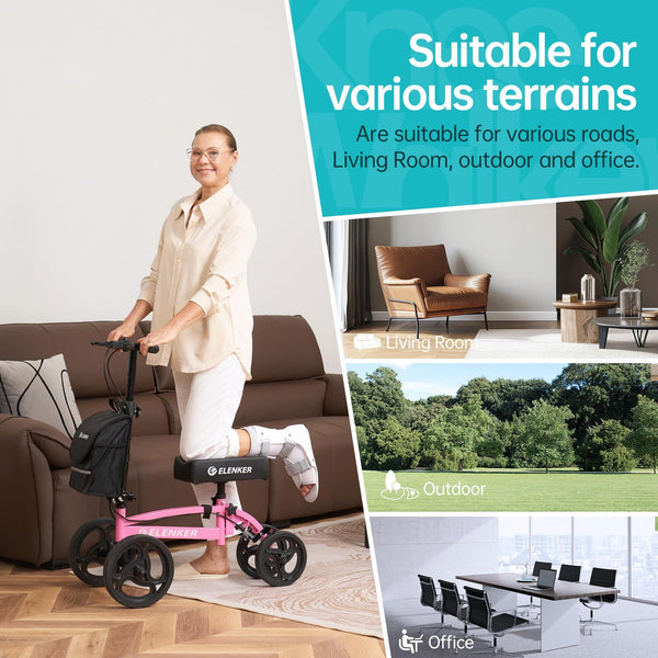 YF-9010A Steerable Foldable Knee Walker 10" Wheels with Bag