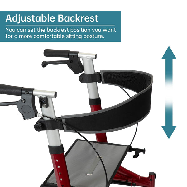 HFK-9210KDB All Terrain Dual-Brake Rollator Walker 12" Wheels