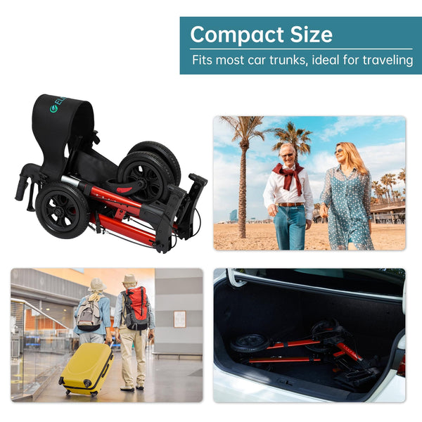 HFK-9202E All Terrain Dual-Brake Compact Foldable Rollator Walker 10" Wheels