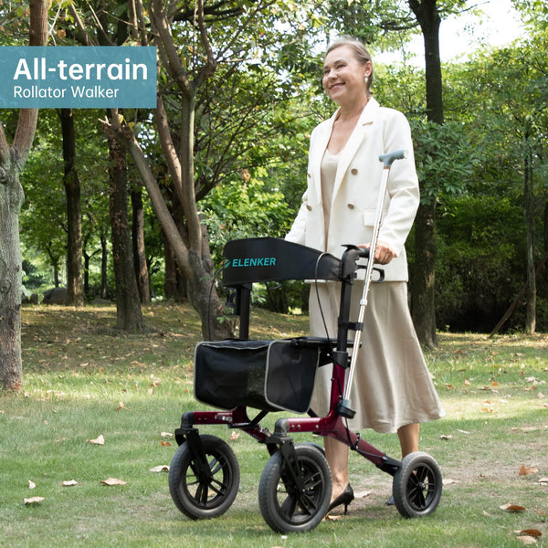 KLD-9212 All Terrain Dual-Brake Rollator Walker 12" Wheels