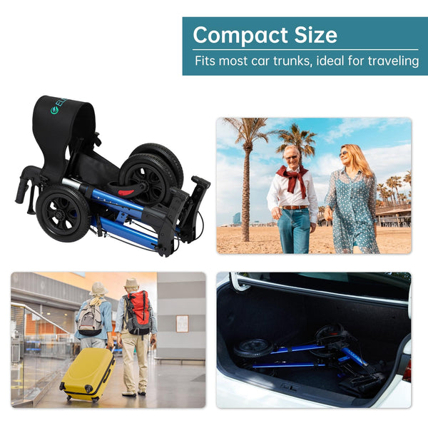 HFK-9202E All Terrain Dual-Brake Compact Foldable Rollator Walker 10" Wheels