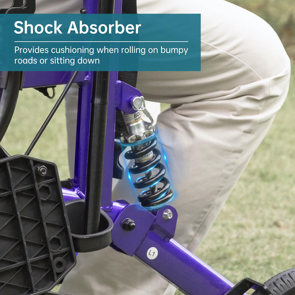 HFK-9294-2 All-Terrain 2-in-1 Shock-Absorbing Rollator Walker 10” Wheels