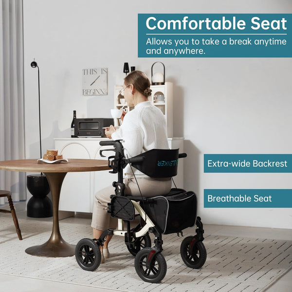 KLD-9224-2 All Terrain 2-in-1 Rollator Walker 10" Wheels