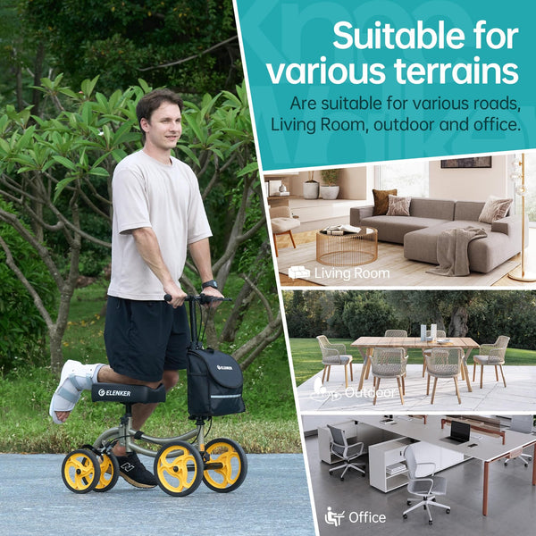 YF-9011A Deluxe Steerable Medical Knee Walker 10" Wheels