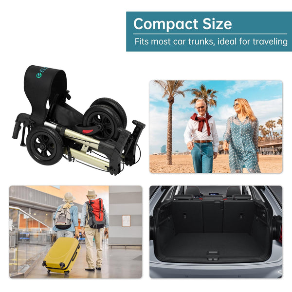 HFK-9202E All Terrain Dual-Brake Compact Foldable Rollator Walker 10" Wheels