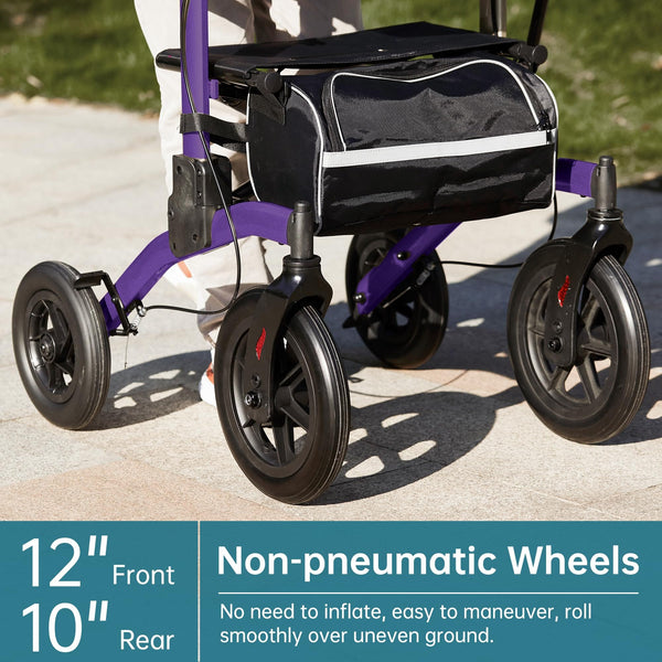 HFK-9240-2 All Terrain Dual-Brake Upright Walker 12" wheels