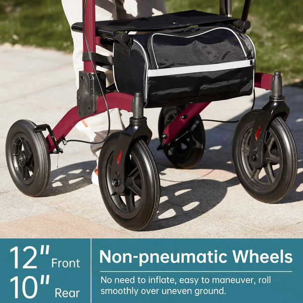 HFK-9240-2 All Terrain Dual-Brake Upright Walker 12" wheels