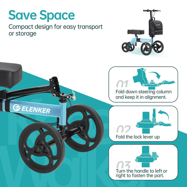 YF-9002D Steerable Deluxe Medical Knee Walker 10" Wheels