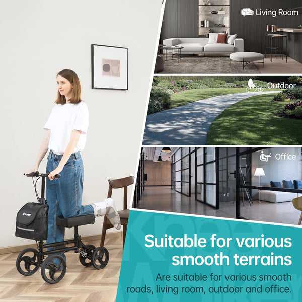 YF-9005F Knee Walker 10" Wheels with Dual Braking System