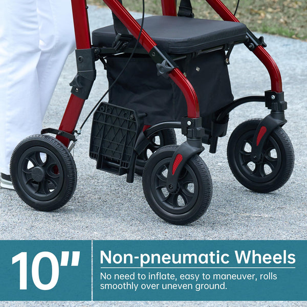 HFK-9269KD All Terrain 2-in-1 Rollator Walker 10" Wheels