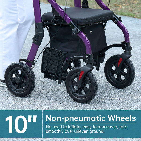 HFK-9269KD All Terrain 2-in-1 Rollator Walker 10" Wheels