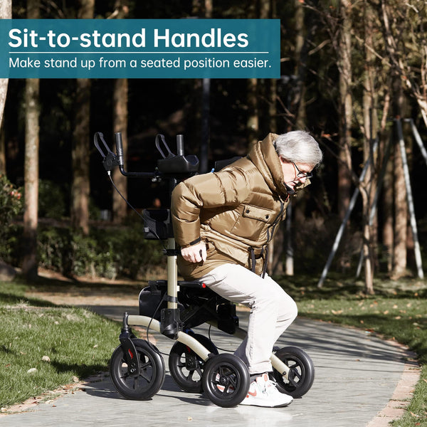 HFK-9240-2 All Terrain Dual-Brake Upright Walker 12" wheels