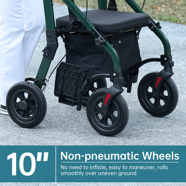 HFK-9269KD All Terrain 2-in-1 Rollator Walker 10" Wheels