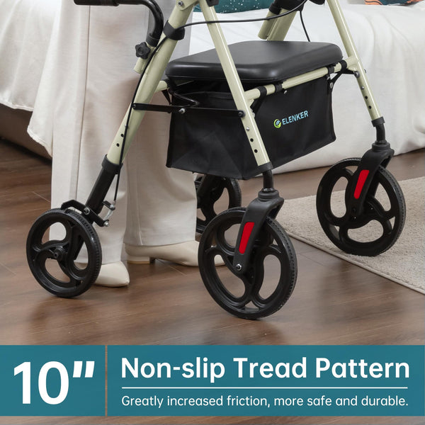 YF-9008C Dual-Brake Upright Walker 10" Wheels