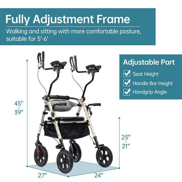 YF-9008E All-Terrain Dual-Brake Upright Walker 10" Wheels