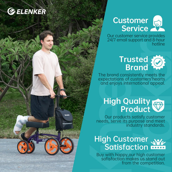 YF-9010A Steerable Foldable Knee Walker 10" Wheels with Bag