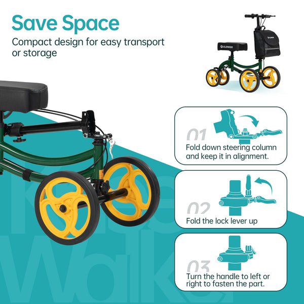 YF-9011A Deluxe Steerable Medical Knee Walker 10" Wheels
