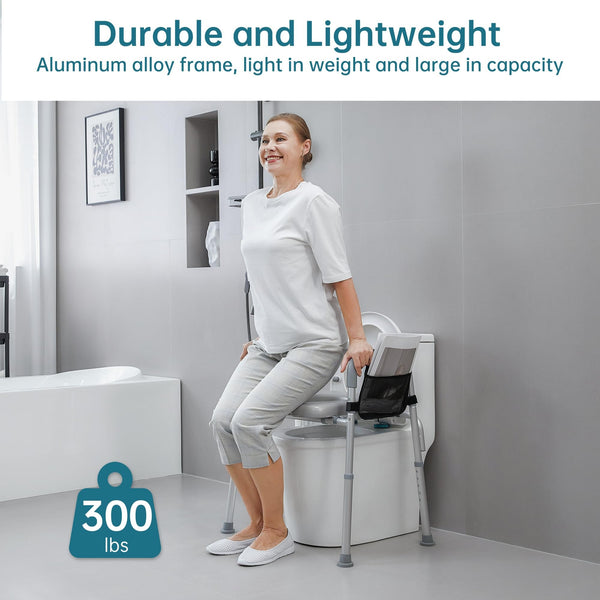 HFK-3367KD Height-Adjustable Raised Toilet Seat With Soft Padded Seat