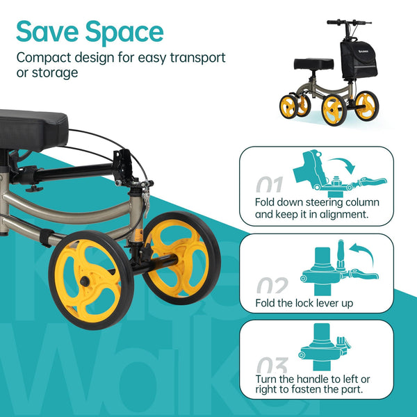 YF-9011A Deluxe Steerable Medical Knee Walker 10" Wheels
