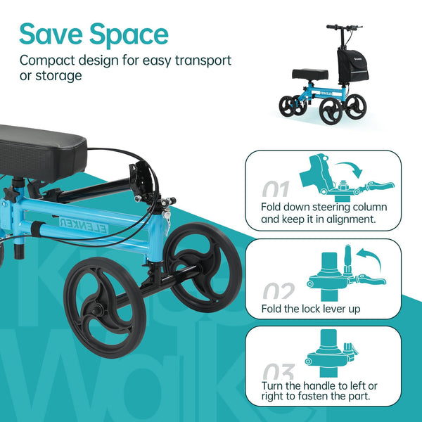 YF-9005F Knee Walker 10" Wheels with Dual Braking System