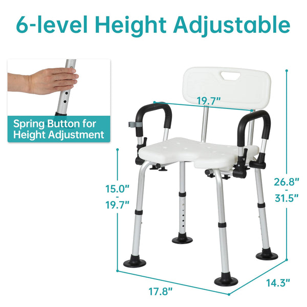 FST-5219-FW Ergonomic Seat Non-Slip Shower Seat Chair