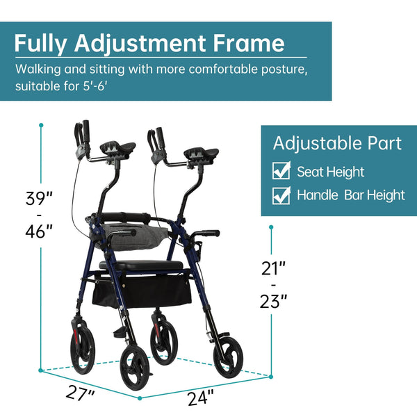 YF-9008C Dual-Brake Upright Walker 10" Wheels