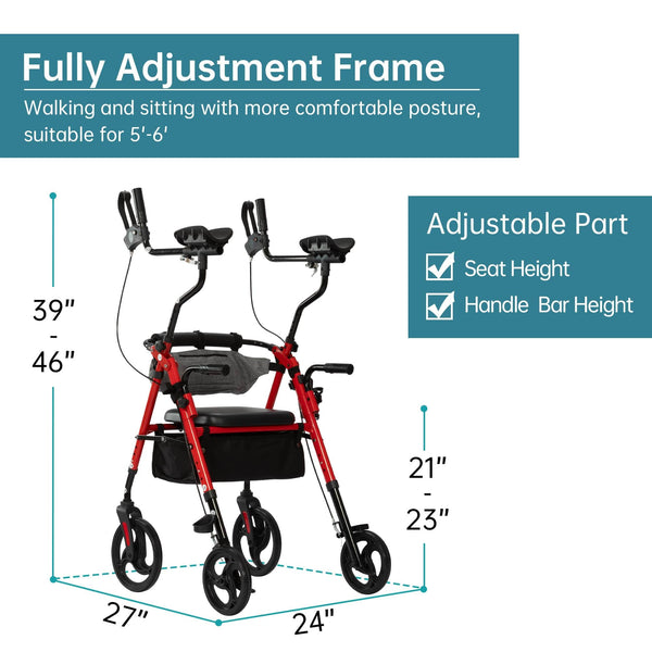 YF-9008C Dual-Brake Upright Walker 10" Wheels
