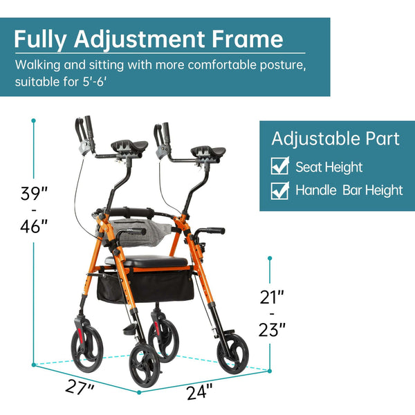 YF-9008C Dual-Brake Upright Walker 10" Wheels
