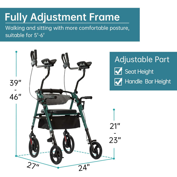 YF-9008C Dual-Brake Upright Walker 10" Wheels