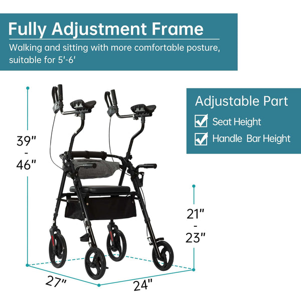 YF-9008C Dual-Brake Upright Walker 10" Wheels