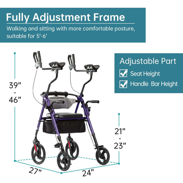 YF-9008C Dual-Brake Upright Walker 10" Wheels