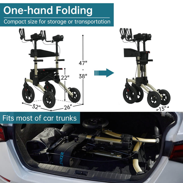 HFK-9240-2 All Terrain Dual-Brake Upright Walker 12" wheels