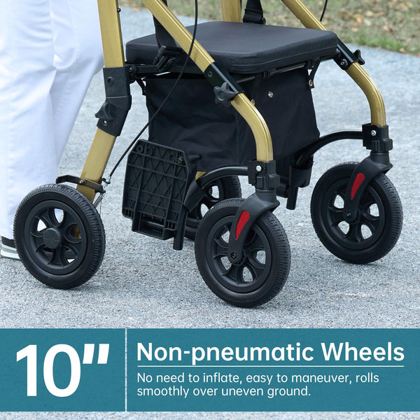 HFK-9269KD All Terrain 2-in-1 Rollator Walker 10" Wheels