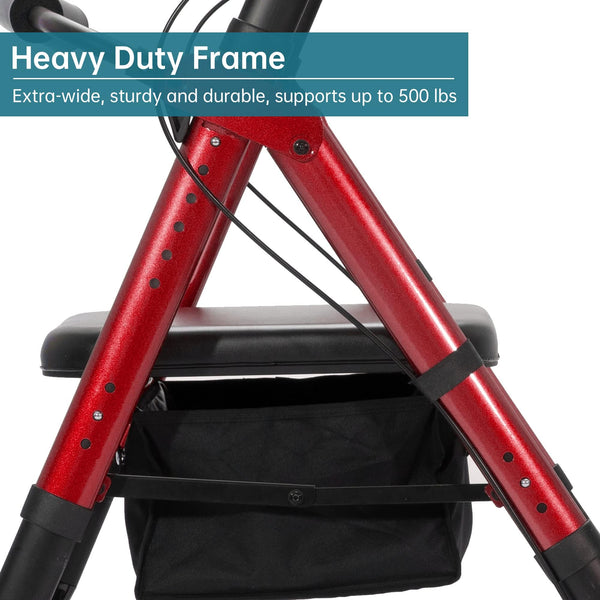 HFK-9219KD-1 Heavy Duty No-Assembly Rollator Walker 10" Wheels