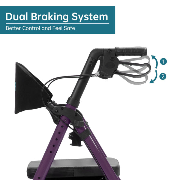 KLD-9218-10 All Terrain Dual-Brake Rollator Walker 10" Wheels