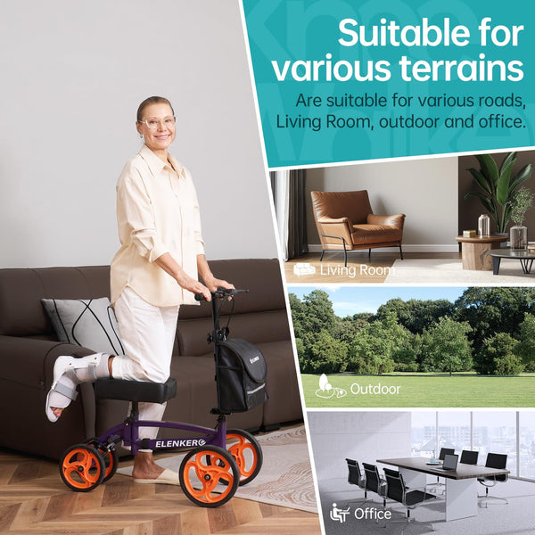 YF-9010A Steerable Foldable Knee Walker 10" Wheels with Bag