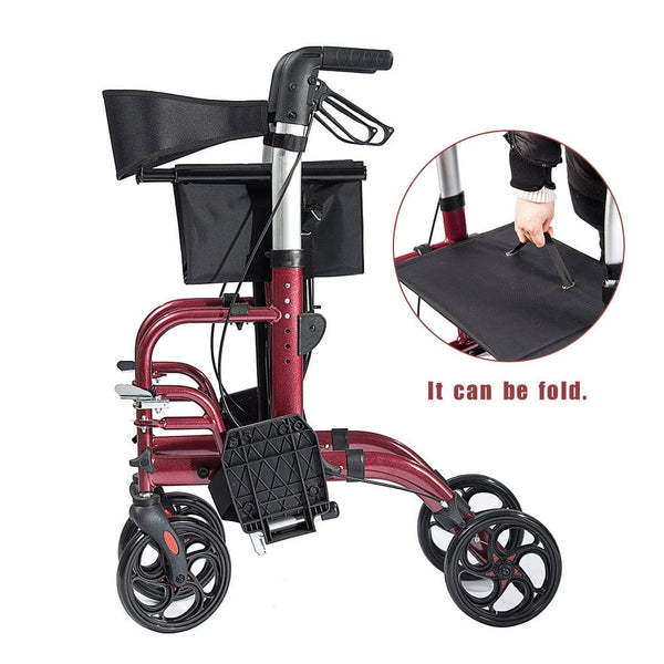 HFK-9213 Medical Transport Chair, Foldable Rollator Walker with Detachable Footrests by Elenker® freeshipping - Elenker