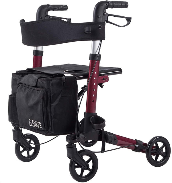 HFK-9202D Dual-Brake Compact Foldable Rollator Walker 6" Wheels