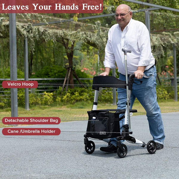 HFK-9202D Dual-Brake Compact Foldable Rollator Walker 6" Wheels