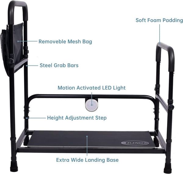 HFK-7204 Adjustable Safe Non-slip Bed Step Stool