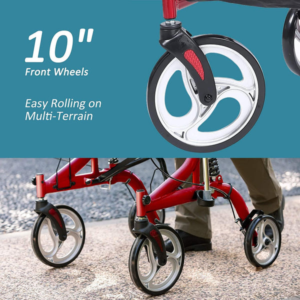 HFK-9211B Dual-Brake Shock-Absorbing Upright Walker 10" Wheels