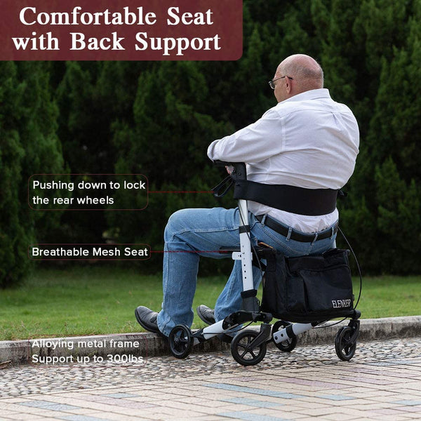 HFK-9202D Dual-Brake Compact Foldable Rollator Walker 6" Wheels