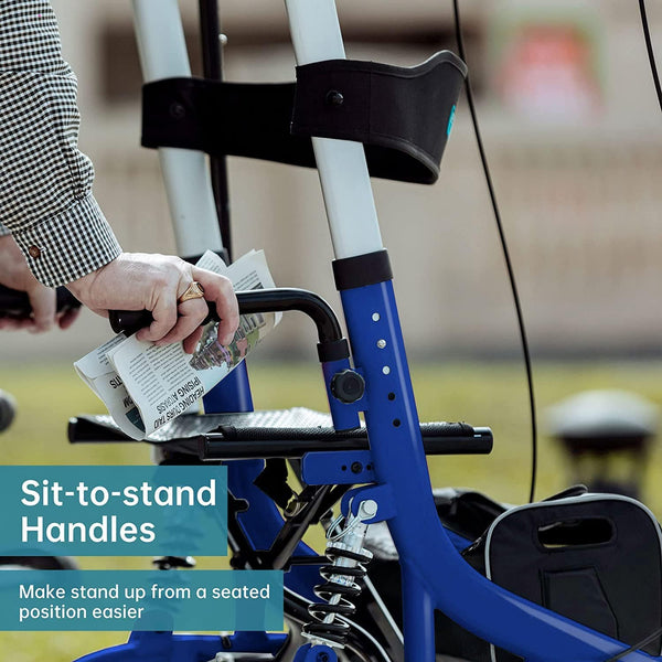 HFK-9211B Dual-Brake Shock-Absorbing Upright Walker 10" Wheels