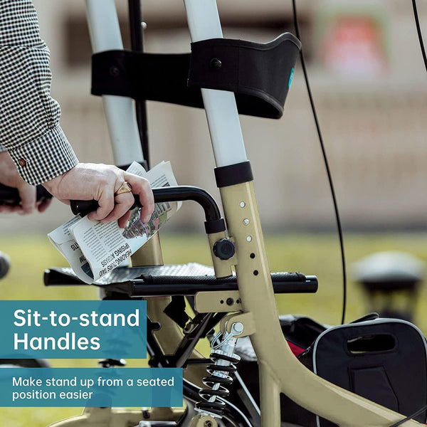 HFK-9211B Dual-Brake Shock-Absorbing Upright Walker 10" Wheels