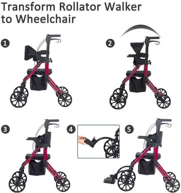 KLD-9269 2-in-1 Rollator Walker 10" Wheels