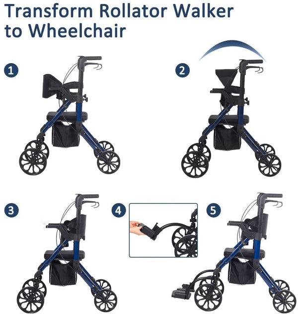 KLD-9269 2-in-1 Rollator Walker 10" Wheels
